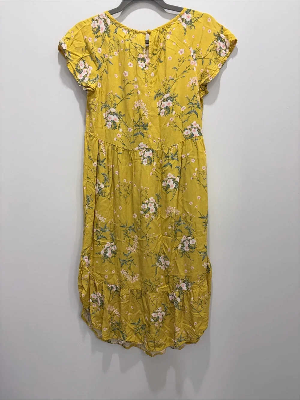 Old Navy Girls Yellow Floral Tiered Dress XL 14